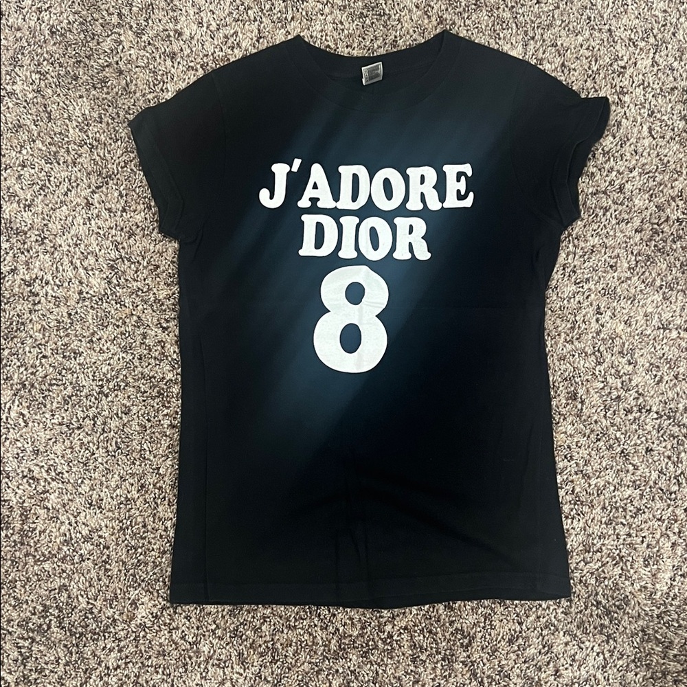 Dior Black Tee with White J'adore Print